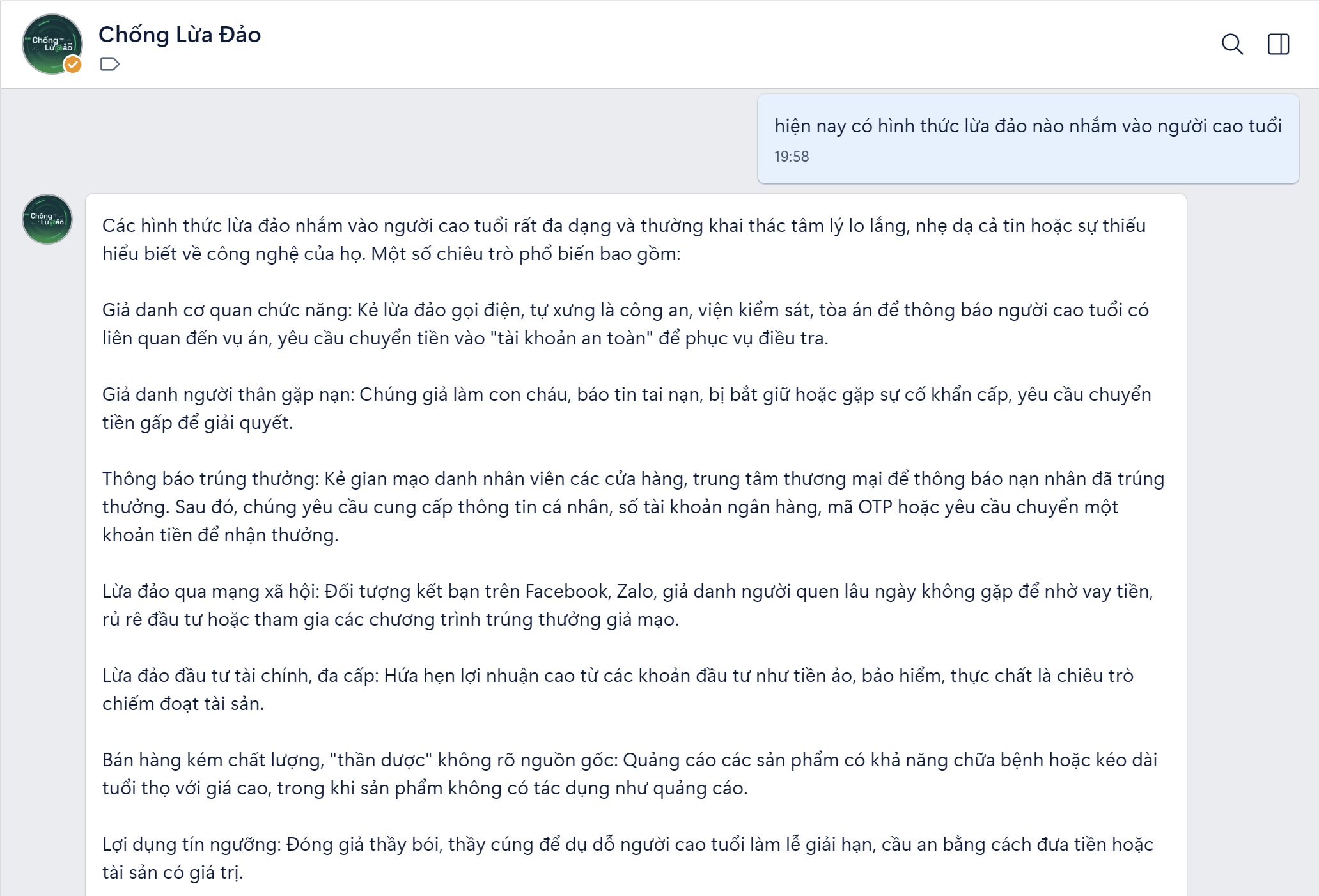 AI trả lời câu hỏi về các chiêu trò lừa đảo